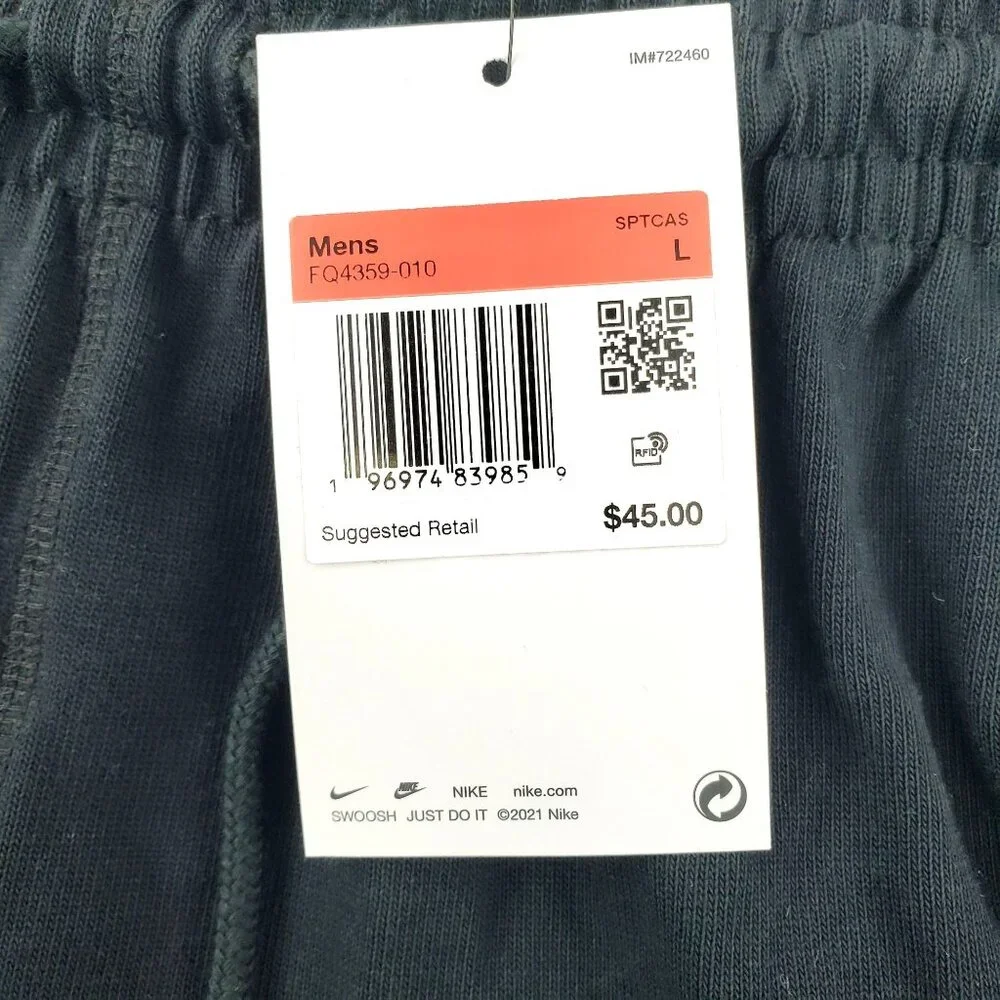 Nike Size Large Sportswear Club Knit Shorts Black Men FQ 4359-010 Retail $45 NEW